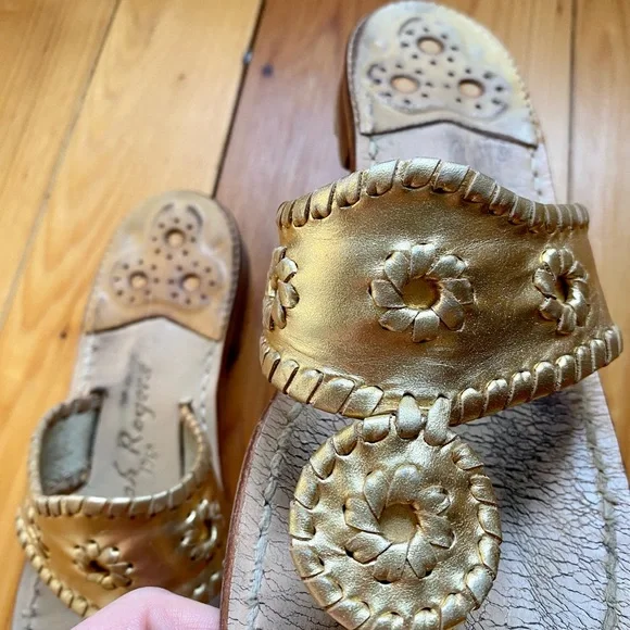 Jack Rogers Gold Metallic Navajo Sandals Size 7M - Picture 5 of 6